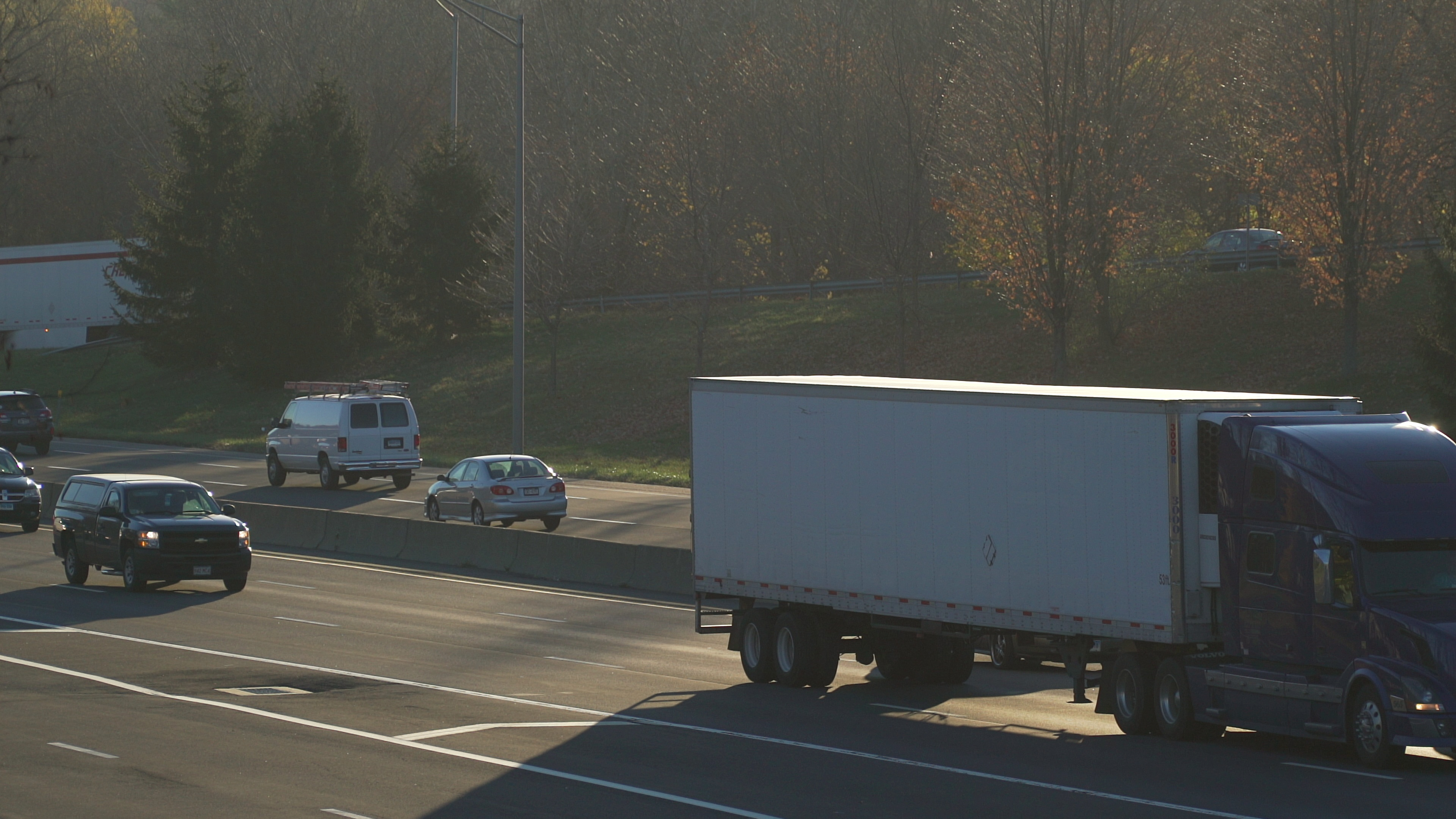 Cars and trucks traveling along a major US highway