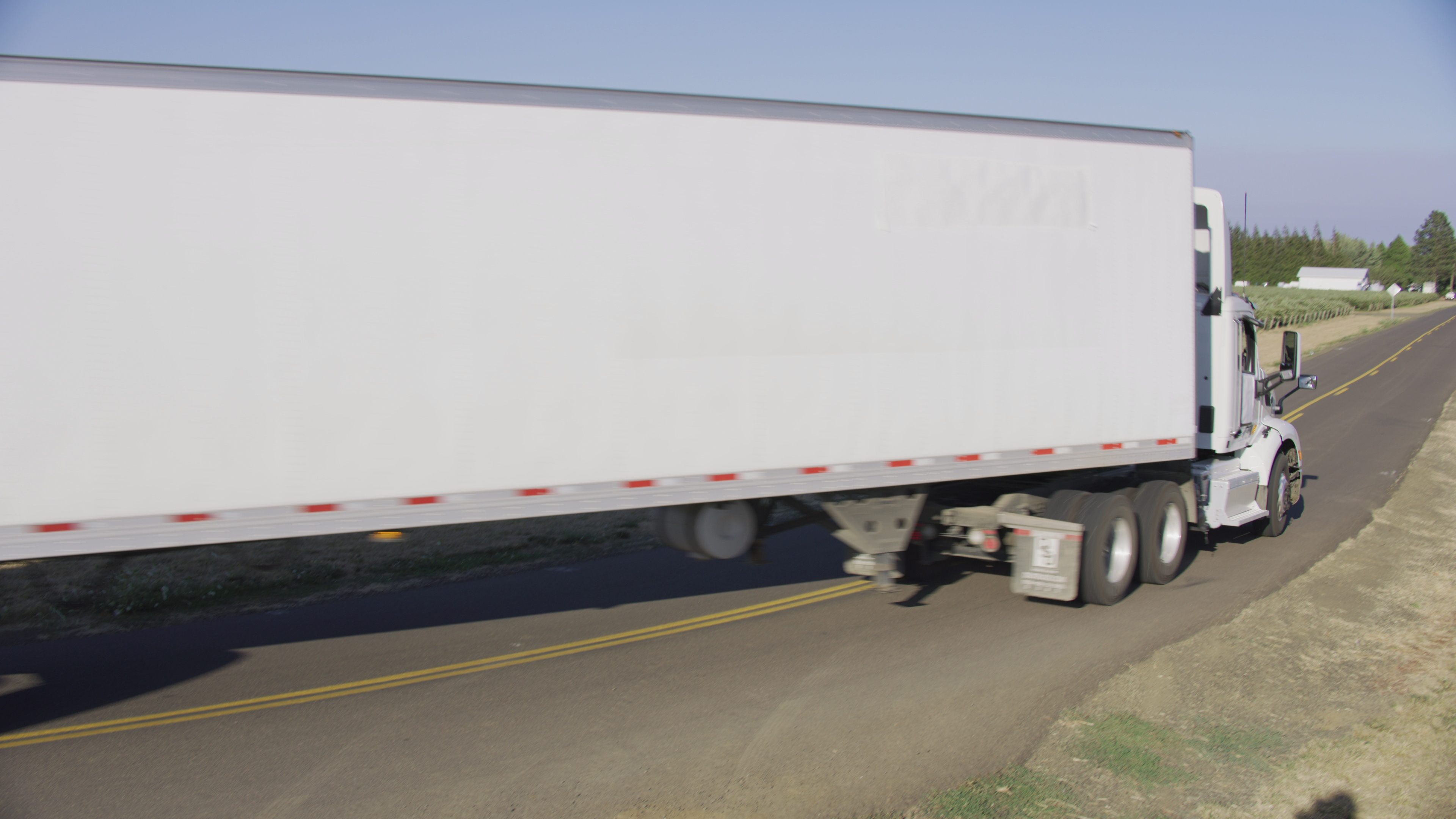 Semi truck on a rural road