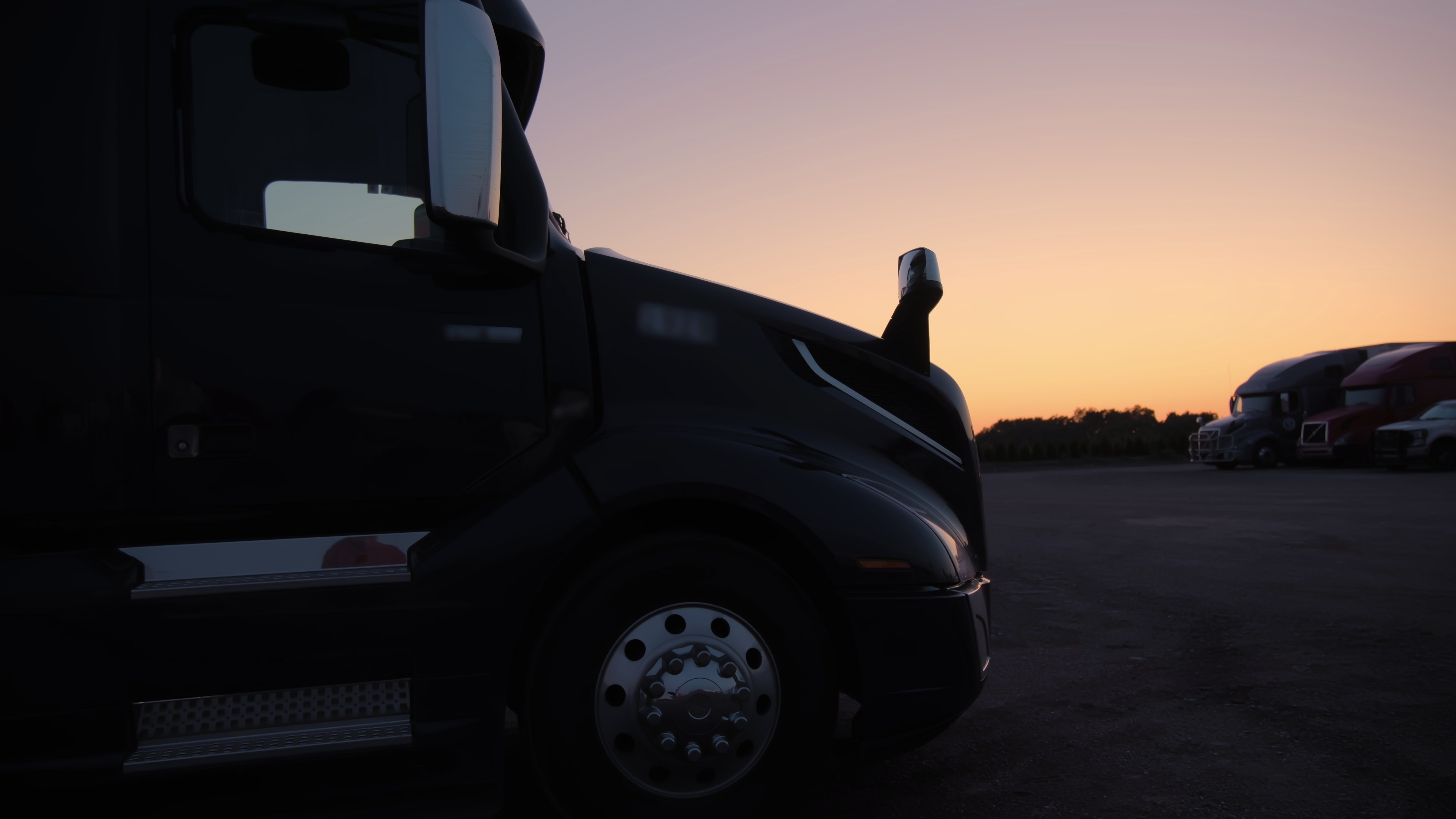 Semi-truck pulling into overnight parking