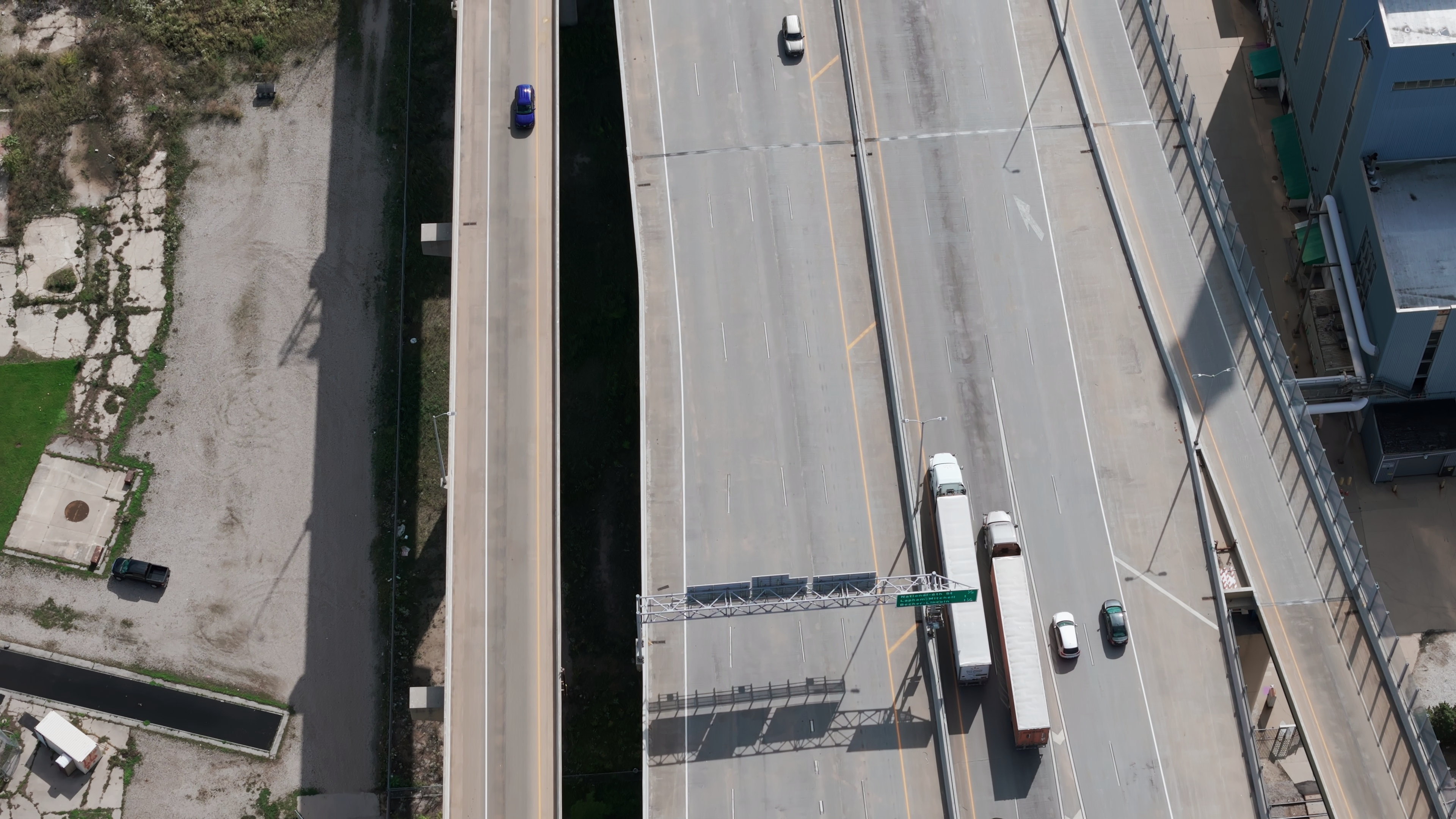Interstate highway with commercial trucks